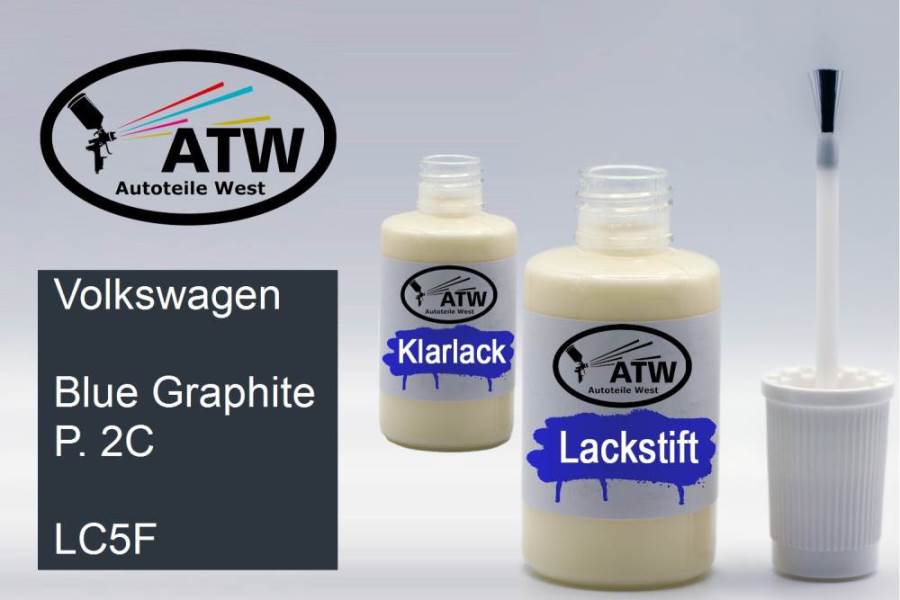 Volkswagen, Blue Graphite P. 2C, LC5F: 20ml Lackstift + 20ml Klarlack - Set, von ATW Autoteile West.